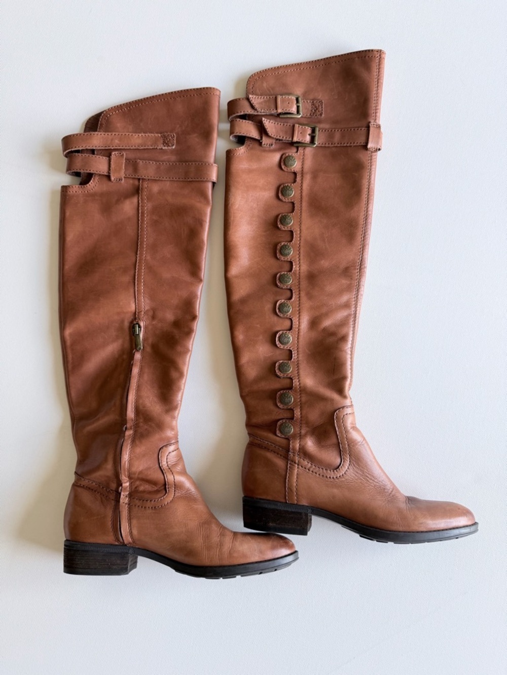 Sam Edelman Brown Leather Riding Boots 7M Knee High Ren Faire Cosplay